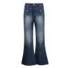 Tongqiu women's clothing ins fashion retro aged trend Hot girl low-waisted pocket jeans for women Item Picture